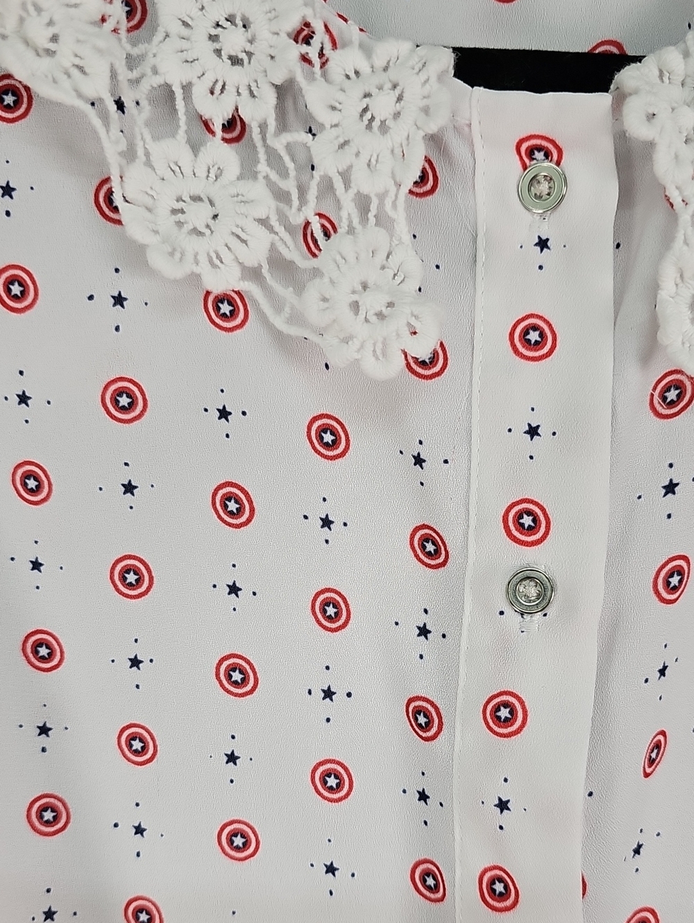 MARVEL by Her Universe, Captain America Sleeveless Blouse, White, Size Small - Picture 2 of 8